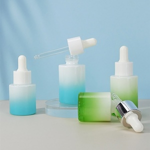 <b>Empty</b> Skin Care Cosmetic Packaging Colored Gradient Essential Oil Ombre Flat Shoulder 1oz 30ml Serum Oil Eye Dropper Bottle - Product Image 3