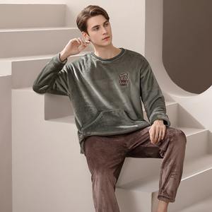 Pigiama da <span class=keywords><strong>Uomo</strong></span> Elegante e Casual in <span class=keywords><strong>Pile</strong></span> Termico Traspirante a Maniche Lunghe di Alta Qualità per l'Autunno - Product Image 2