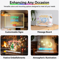 Tablero de Mensajes LED Acrílico Personalizado, Luz Nocturna RGB, Letrero de Borrado en Seco, Materiales Premium Modernos, Decoración de Escritorio, Regalo para Tiendas