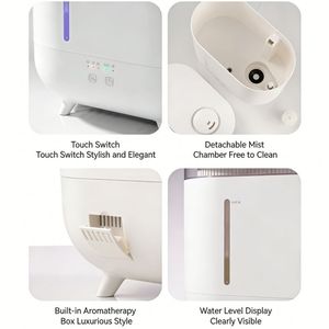 <span class=keywords><strong>Diffuseur</strong></span> d'huiles essentielles ultrasonique de qualité supérieure, humidificateur d'air H2O, grande capacité 4L, humidificateur d'air avec lumière LED - Product Image 4