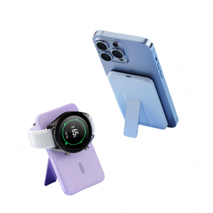 Batterie externe 3-en-1 personnalisable avec logo, 5000 mAh, câble intégré et support magnétique - Product Image 6