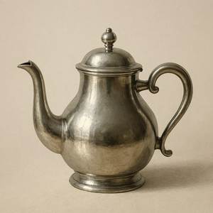 Théière en métal finition étain antique, cafetière vintage style européen, bouilloire à thé rétro en alliage de zinc argenté, vente en gros, décoration intérieure - Product Image 1