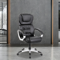 Vente en gros Chaise de bureau ergonomique en cuir artificiel, de luxe, moderne et à dossier haut, chaise pivotante/de direction en maille noire