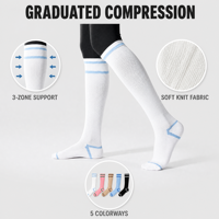 Chaussettes de compression à soutien gradué, hauteur genou, pour le sport et la course, pour hommes et femmes, en tricot doux côtelé, différentes couleurs