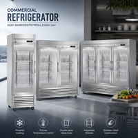 Réfrigérateur commercial à une porte vitrée, congélateur vertical, vitrine réfrigérée en acier inoxydable pour équipement de restaurant