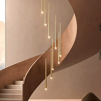 Lustre conique moderne en acier inoxydable doré, lampe suspendue sur mesure pour hôtel, escalier en colimaçon, villa, décoration de plafond haut