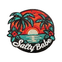 Beach Babe Summer Brodé Salty Waves Bow Patch Tanné Tipsy Sunkissed Surfs Cowgirl Iron Trucker Hat Tissu Matériel