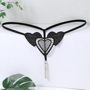 String sexy perlé brodé en forme de cœur, culotte transparente respirante à dos en T, tendance et sexy - Product Image 6