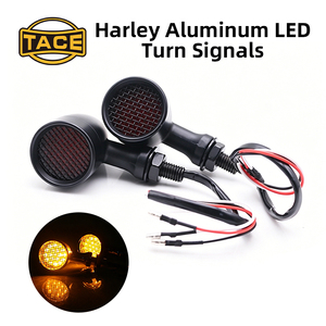 Motorcycle <b>Mesh</b> <b>Grille</b> Vintage LED Turn Signal Lights Fit Harle y Bobber Cruiser Amber Red Lens Blinkers - Product Image 5