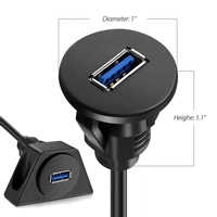 Câble d'extension USB 3.0 de 2 m, mâle vers femelle, montage encastré, connecteur USB vers prise USB ronde pour voiture, bateau, moto