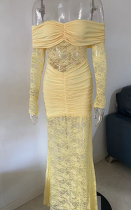 Drop Shipping di alta qualità <span class=keywords><strong>abito</strong></span> in <span class=keywords><strong>pizzo</strong></span> a manica lunga a due colori da donna vestito aderente in Maxi <span class=keywords><strong>abito</strong></span> da festa per le vacanze - Product Image 5