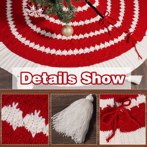 <strong>Christmas</strong> Red 48In Circular Knitted Tassel Large <strong>Tree</strong> Skirt <strong>Christmas</strong> Home Party Decor <strong>Clearance</strong> - Product Image 5