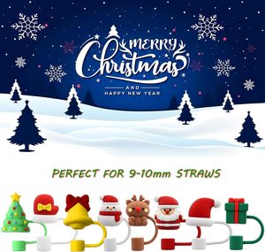 Protège-pailles de Noël réutilisables en silicone/PVC, multi-designs, anti-poussière, diamètre 10 mm/0,4 po, compatibles avec les gobelets Simple Modern - Product Image 2