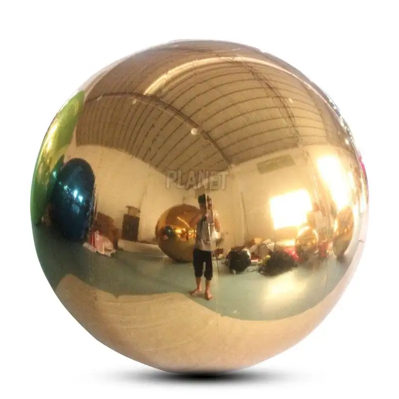 Dekorativer goldener silberner riesiger aufblasbarer Spiegelball aus PVC hängender Spiegelball durchscheinender Spiegelball 100 cm