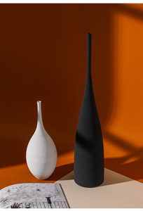 P228 Vase en céramique nordique simple blanc noir Décoration de table de salon Décoration douce Art Vase à fleurs sèches Décoration - Product Image 6