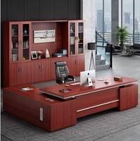 Bureau de direction moderne de 2m pour PDG Mobilier de bureau en bois Bureau de direction rouge