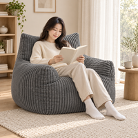 Fauteuil de relaxation rembourré côtelé type pouf, emballé sous compression, siège de canapé confortable avec accoudoirs de soutien pour studio, home cinéma et décoration intérieure