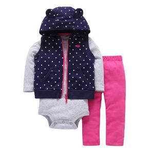 <b>Toddler</b> Sets Wholesale Boutique Clothing Baby Girls Romper <b>Suit</b> With Coat of China - Product Image 1