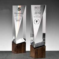 Trophée en cristal créatif avec base en bois, cadeau d'affaires, trophée en cristal vierge, gravure laser personnalisée