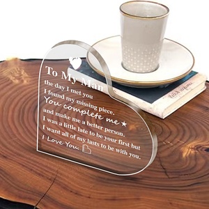 My Man Gift 3.9 ''x 3.9'' Acrylique Heart Keeke I Love You Statement Him Birthday Wedding Anniversary Valentine's Day Display Rack - Product Image 6