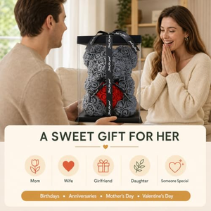 Boîte cadeau ours en roses artificielles en PVC pour la Saint-Valentin, cadeau pour papa, maman, Pâques, Noël, décoration murale pour hôtels - Product Image 2