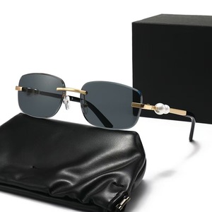 Lunettes de soleil classiques <span class=keywords><strong>Crti</strong></span> Gold, lunettes de marque, lunettes de soleil de luxe, lunettes de soleil de créateur, lunettes en métal sans monture, lunettes anti-UV - Product Image 2