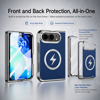 Nouvel étui de protection en cuir électroplaqué magnétique de luxe pour hommes, compatible avec iPhone 18 DUO, avec film de protection d'écran pliable