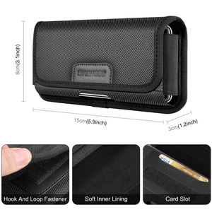 Housse <span class=keywords><strong>de</strong></span> téléphone portable HAWEEL avec logo personnalisé, 4.7 pouces, pince ceinture en nylon, pochette <span class=keywords><strong>de</strong></span> transport horizontale avec fente pour carte - Product Image 3