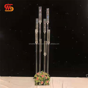 SMOOTH Customized 8 Heads Glass <b>Candle</b> Holder Centerpiece Clear Candlestick for Wedding Decor - Product Image 1