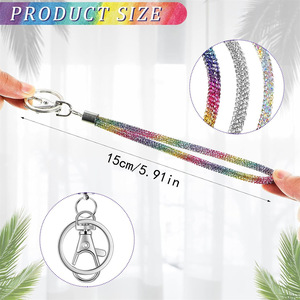 Porte-clés court incrusté de strass avec mousqueton, corde en coton ronde, cadeau transfrontalier pour les fêtes - Product Image 5