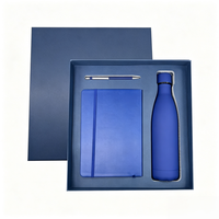 Ensemble cadeau personnalisé moderne en acier inoxydable pour le personnel, avec bouteille anti-fuite, carnet et stylo - Cadeau pour la fête des pères et Thanksgiving