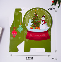 Boîte cadeau de Noël en forme de globe à neige, impression Joyeuses fêtes, design Père Noël et bonhomme de neige, boîte en papier avec ruban pour décoration de Noël