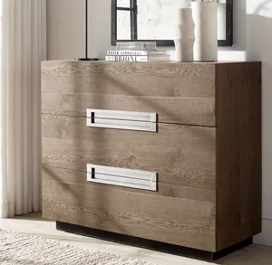 <span class=keywords><strong>Commode</strong></span> de style moderne Sassanide, postmodernisme américain, <span class=keywords><strong>blanc</strong></span>, salle d'entrée, 3 tiroirs, chêne fumé, pour chambre à coucher, hôtel, appartement - Product Image 1