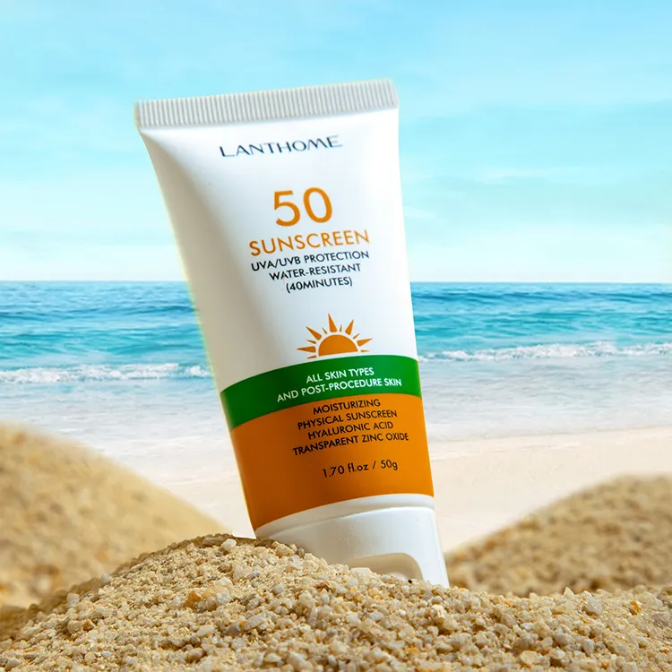OEM/ODM Private Label Natural Hydrating Waterproof Sunblock UV Protection Moisturizing Long Lasting Sunscreen SPF50