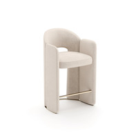 Tabouret de bar en cuir Caracole Overlap, ivoire, style moderne et luxueux