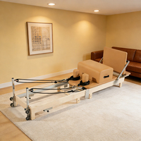 Reformer de Pilates para Moldear el Cuerpo, Equipo de Pilates, Reformer de Pilates de Madera para Moldear el Cuerpo, Reformer Plegable de Madera de Arce para Gimnasio o Estudio