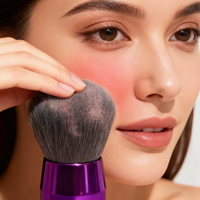 Pinceau de maquillage Kabuki mini de luxe, portable, multifonction, pour poudre, tête champignon, végétalien, personnalisable, vente en gros, OEM