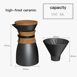 DHPO vidrio de borosilicato alto verter sobre cafetera juego de cerámica portátil y gotero con funda de madera y tapa para regalo - Product Image 3