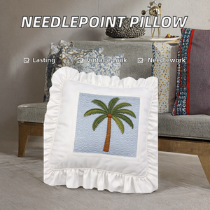 Wholesaler Vintage Needlepoint Self Finishing Custom High End Stitch Polyester Cotton <b>Pillow</b> for <b>Throw</b> Cushion Cover Home Decor - Product Image 2