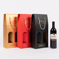 Usine Wistac Boîte de transport de cadeau de vin de luxe réutilisable personnalisée Boîte d'emballage de bouteille de vin en papier ondulé avec fenêtre
