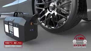 Compresseur d'air multifonction 150 PSI 12V avec booster de batterie au lithium 3500A et démarreur de secours pour voiture, moniteur de pression des pneus ABS - Product Image 2