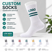 Chaussettes de sport rétro rayées blanches en coton doux, personnalisables avec logo, fourniture directe usine