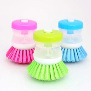 Wholesale Mini Household Kitchen Cleaning <b>Brush</b> Soft Bristle Dish Soap Dispensing Palm Scrubber Eco-Friendly PP Material Pot - Product Image 4