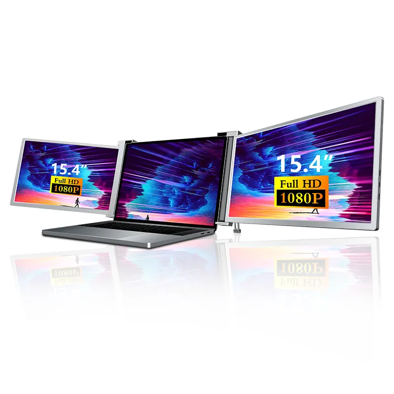 1920*1080ความละเอียดสูง15.4นิ้วจอภาพ Lcd Triple Type-C อุปกรณ์แสดงผลแบบ Dual Screen 1080P IPS