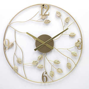 X-Large Golden leaf Metal Decorative <strong>Rusty</strong> Wall <strong>Clock</strong> Silent Decor for Living Room Bedroom Kitchen Patio Decor 24 Inch - Product Image 3