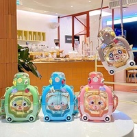 Bouteille d'eau pour enfants de grande capacité de 1000ml avec paille Design de dessin animé d'ours magique d'été pour les voyages en plein air et l'école pour les enfants