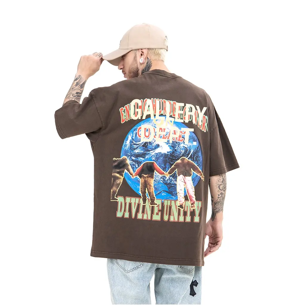 Custom 100% cotton streetwear graphic t shirts vintage oversized men's t-shirts
