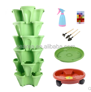 Vente en gros de jardinières empilables en plastique par les fabricants pour la plantation de fleurs herbacées fraises jardins verticaux - Product Image 3