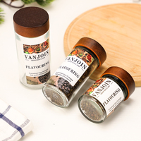 Pot en verre rond cylindrique de luxe de 4 oz (120 ml) pour le stockage des aliments, pot à épices scellé avec couvercle en bois de bambou pour le stockage des assaisonnements