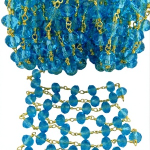 Cadena de Rosario de Cuarzo Hidrotopacio Azul de 3 pies, con Cuentas Facetadas Rondelle de 6mm, Cadena de Cuentas de Cuarzo Hidrotopacio - Product Image 1